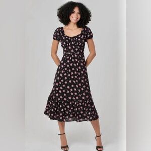 ANGIE Romantic | Cottagecore | Floral Midi Dress Puff Sleeves  Small | Sold Out